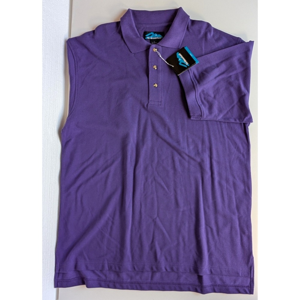 Tri-Mountain Mens Purple Pique Knit Short Sleeve Polo Shirt Large NWT